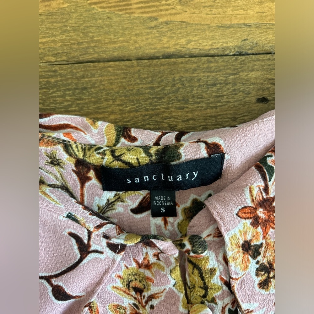 SANCTUARY Rafaella Ruffled Slip Pink Floral Sun Dress Button Closure - Picture 8 of 13